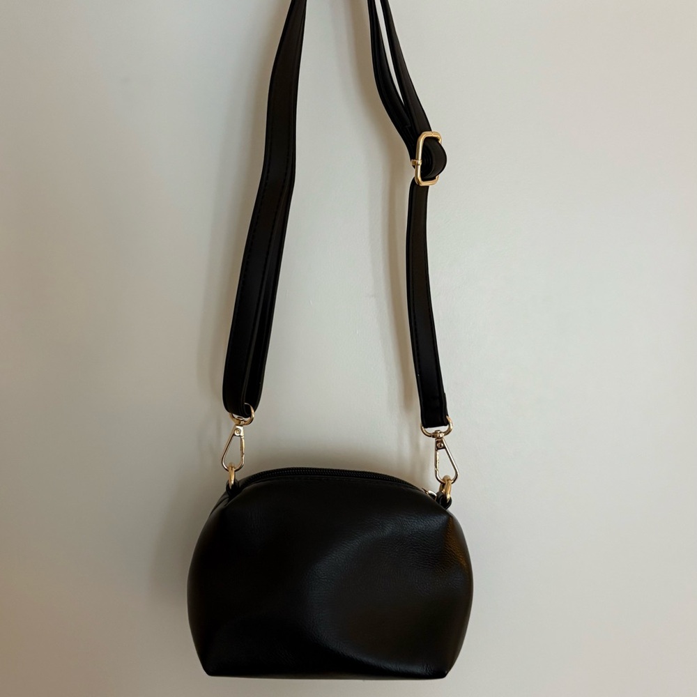 NWOT Anthropologie Elegant Small Black Leather Shoulder Bag